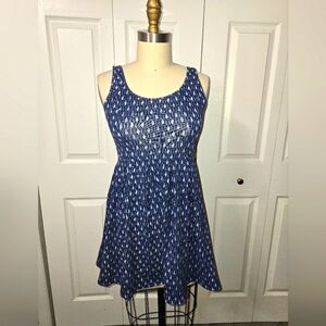 Aeropostale Blue Patterened Skater Dress, X-Small, Semi-Backless, EUC